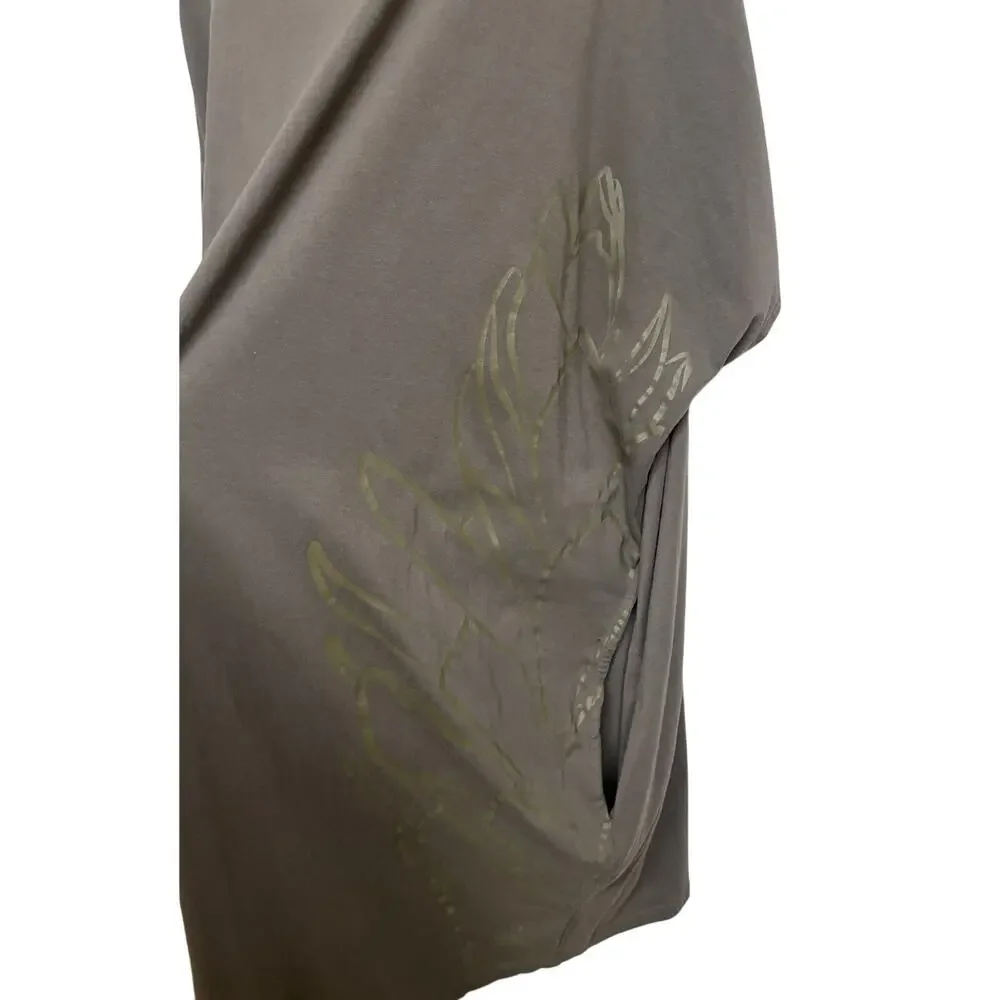 Tanoa Women Plus Tunic Dress 4XL 4X Gray Taupe Dolman Sleeve Tropical Samoan EUC - Picture 4 of 9